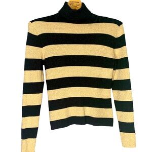 Worthington Gold/Black Knit Shimmer Turtleneck Sweater Size M